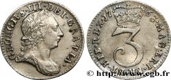 REGNO UNITO 3 Pence Georges III tête laurée 1763 