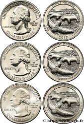 ÉTATS-UNIS D AMÉRIQUE Lot de trois 1/4 Dollar Monument national Effigy Mounds 2017 Philadelphie-Denver-San Francisco