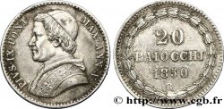 VATICAN ET ÉTATS PONTIFICAUX 20 Baiocchi Pie IX an V 1850 Rome