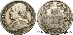 VATICAN ET ÉTATS PONTIFICAUX 20 Baiocchi Pie IX an XX 1865 Rome