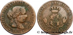 ESPAGNE 5 Centimos de Escudo Isabelle II / écu couronné 1868 Oeschger Mesdach & CO