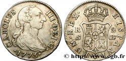SPAIN 2 Reales Charles III 1775 Séville XF/AU 