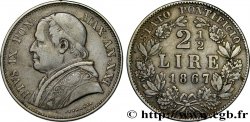 VATICAN ET ÉTATS PONTIFICAUX 2 1/2 Lire Pie IX an XXI 1867 Rome
