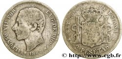 ESPAGNE 2 Pesetas Alphonse XII 1882 Madrid