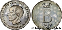 BELGIO 250 Francs jubilé d’argent du roi Baudouin légende française 1976 Bruxelles