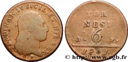 ITALIE - ROYAUME DE NAPLES 6 Tornesi Ferdinand IV, Roi des deux Siciles 1801 