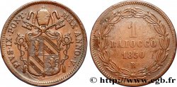 VATICANO Y ESTADOS PONTIFICIOS 1 Baiocco Pie IX an V 1850 Rome