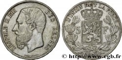 BELGIEN 5 Francs Léopold II 1872 