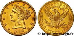 ÉTATS-UNIS D AMÉRIQUE 5 Dollars  Liberty  1903 Philadelphie
