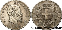 ITALIE 5 Lire Victor Emmanuel II 1875 Milan TB+ 
