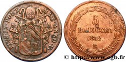 VATICANO Y ESTADOS PONTIFICIOS 5 Baiocchi frappé au nom de Pie IX an V 1852 Rome