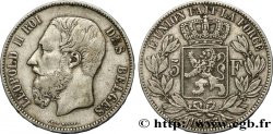 BELGIQUE 5 Francs Léopold II 1873 