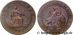SPAIN 2 Centimos monnayage provisoire 1870 Oeschger Mesdach & CO