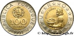 PORTUGAL 100 Escudos armes / mathématicien et cosmographe Pedro Nunes variété à 6 séries de cannelures 1991 