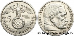 ALLEMAGNE 5 Reichsmark aigle / Maréchal Paul von Hindenburg 1939 Vienne