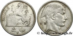 BÉLGICA 20 Francs Mercure, légende française 1953 