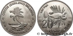 ISOLE KEELING COCOS 20 Cents cocotier / poisson lion 2004 