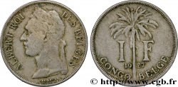 CONGO BELGA 1 Franc Albert légende française 1927 