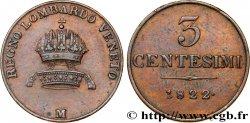 ITALIA - LOMBARDIA-VENECIA 3 Centesimi 1822 Milan - M MBC 