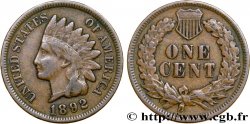 ÉTATS-UNIS D AMÉRIQUE 1 Cent tête d’indien, 3e type 1892 Philadelphie