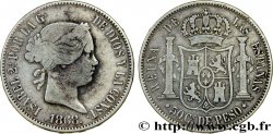 PHILIPPINES 50 Centimos de Peso Isabelle II 1868 Manille
