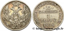 POLONIA 1 Zloty / 15 Kopecks 1838 Varsovie BC+ 