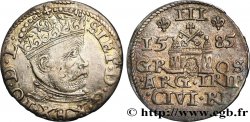 POLOGNE - LIVONIE - ÉTIENNE Ier BATHORY Trois groschen 1585 Riga