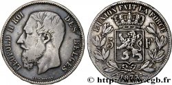 BELGIEN 5 Francs Léopold II 1873 