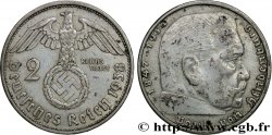 DEUTSCHLAND 2 Reichsmark aigle surmontant une swastika / Maréchal Paul von Hindenburg 1938 Munich