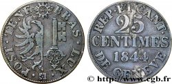 SUISA - REPUBLICA DE GINEBRA 25 Centimes - Canton de Genève 1844 