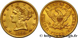 ÉTATS-UNIS D&nbsp;AMÉRIQUE 5 Dollars &nbsp;Liberty&nbsp; 1900 Philadelphie