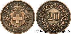 SWITZERLAND 20 Centimes (Rappen) croix suisse 1858 Berne