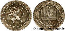 BELGIUM 5 Centimes lion légende Française 1863 