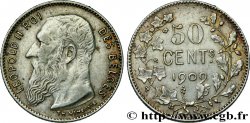 BELGIQUE 50 Centimes Léopold II légende en français 1909 