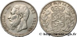 BELGIQUE 5 Francs Léopold II 1873 