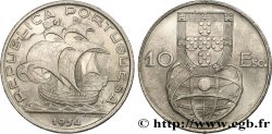 PORTUGAL 10 Escudos emblème et globe / caravelle 1954 