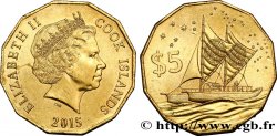 COOK ISLANDS 5 Dollars Elisabeth II / voilier 2015 