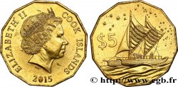COOK ISLANDS 5 Dollars Elisabeth II / voilier 2015 