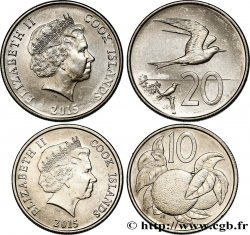 COOK ISLANDS Lot de 2 monnaies 10 et 20 Cents 2015 