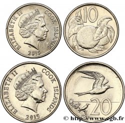 COOK ISLANDS Lot de 2 monnaies 10 et 20 Cents 2015 