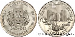 SINGAPORE 5 Dollars Proof 25 ans du logement public 1985 