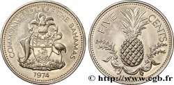 BAHAMAS 5 Cents Proof emblème / ananas 1974 