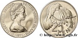BRITISCHE JUNGFERNINSELN 25 Cents Proof Elisabeth II /  / Coulicou manioc  (oiseau) 1975 Franklin Mint