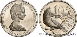 BRITISH VIRGIN ISLANDS 10 Cents Proof Elisabeth II /  / Martin-pêcheur(oiseau) 1975 Franklin Mint