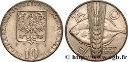 POLEN 10 Zlotych FAO aigle / poisson et épi de blé 1971 
