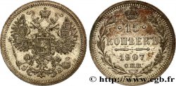 RUSSIA 15 Kopecks aigle bicéphale 1907 Saint-Petersbourg