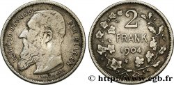 BELGIQUE 2 Frank (Francs) Léopold II légende flamande 1904 