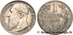 BELGIUM 1 Franc Léopold II légende flamande variété sans point dans la signature 1909 