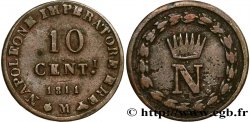 ITALY - KINGDOM OF ITALY - NAPOLEON I 10 centesimi 1811 Milan