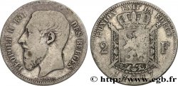 BELGIEN 2 Francs Léopold II légende française 1867 